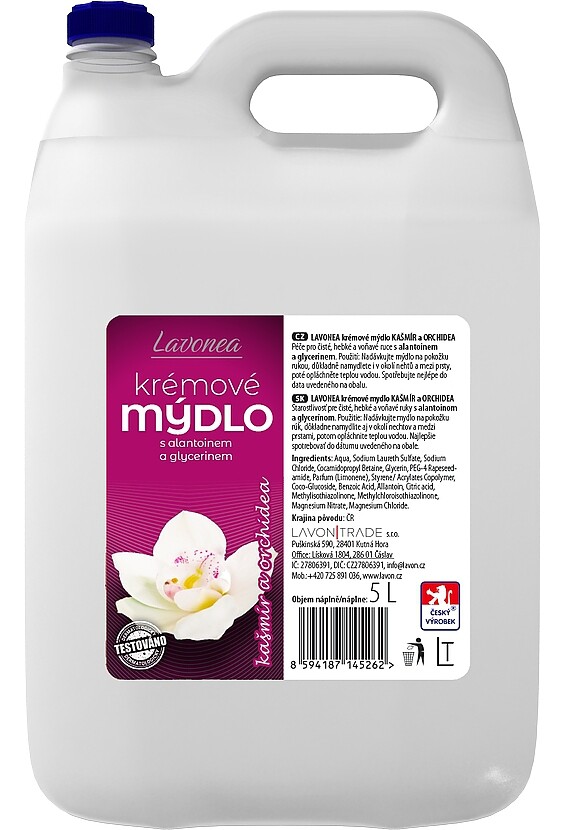 Tekuté mýdlo LAVON - krémové mýdlo na ruce kašmír a orchidea 5l