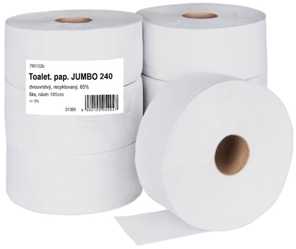 Toaletní papír JUMBO 240, recykl - 2vrstvý/185m